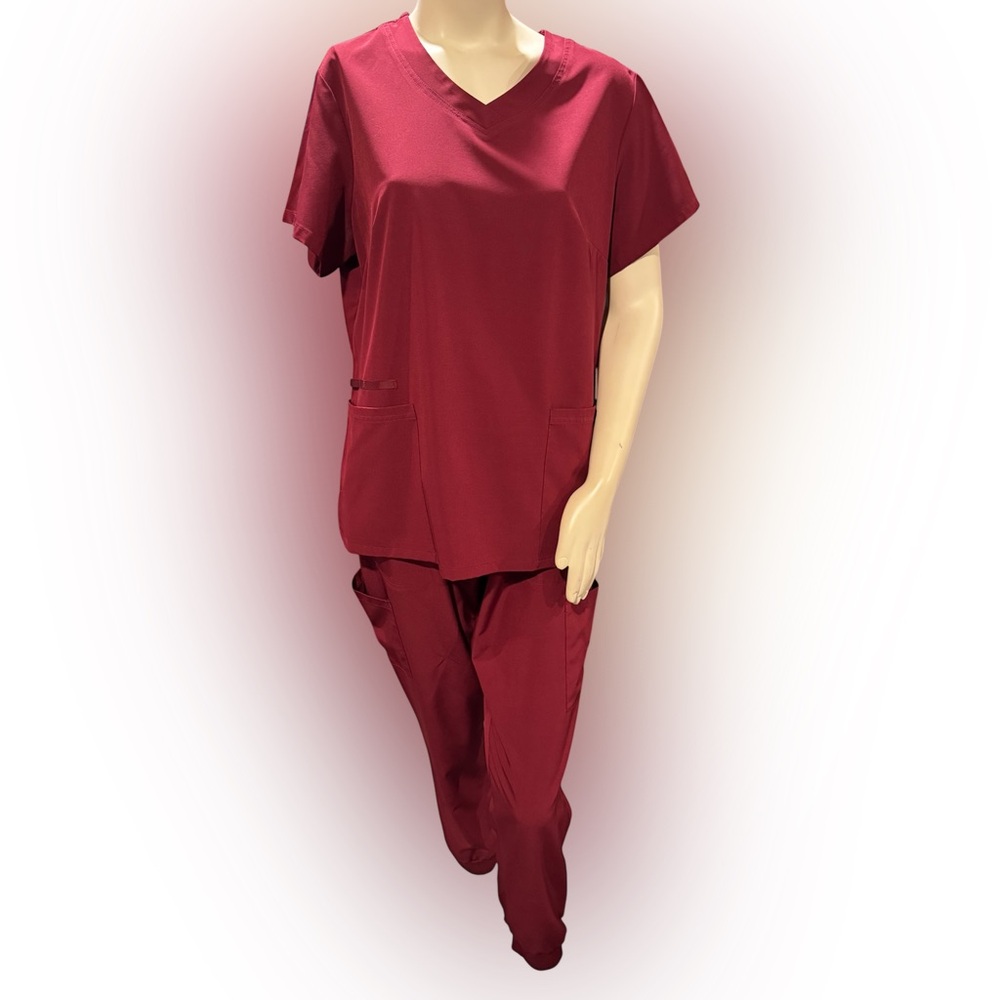 Women's maroon scrub set